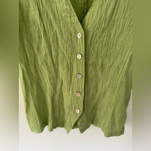 Madewell Green Plisse Short Sleeve Button Down Shirt Small - Picture 6 of 8